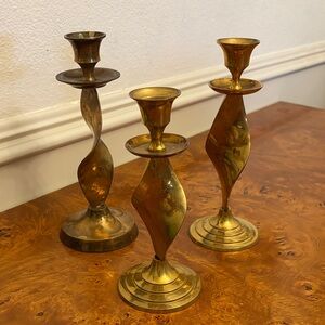 Brass Candlestick Set of Three